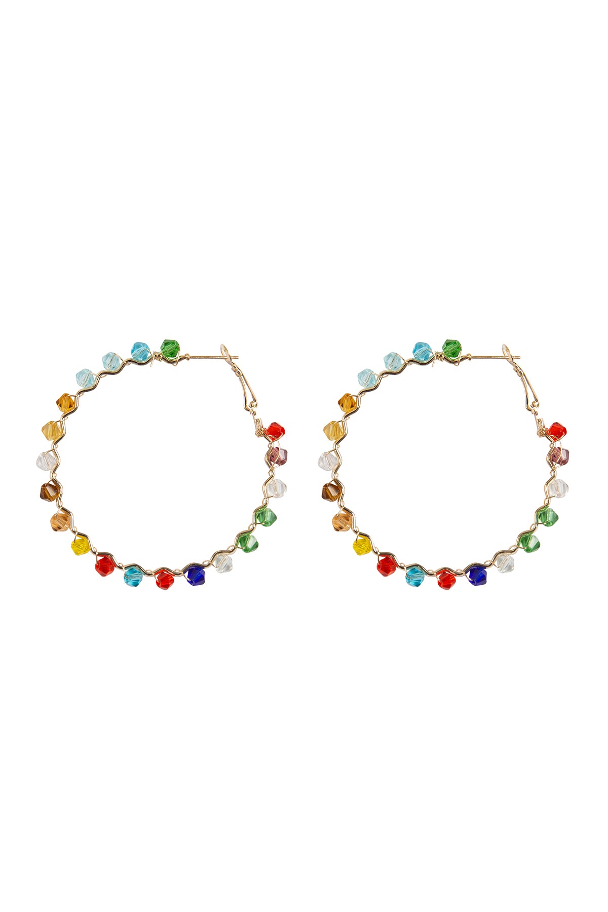 ZIGZAG GLASS BEADS HOOP EARRINGS ASSORTED SET