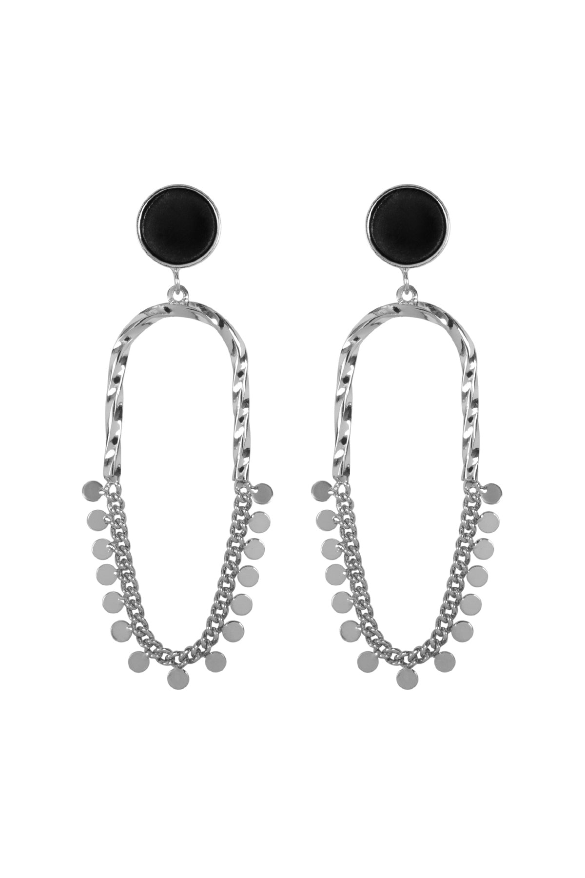 TWISTED METAL LINK CHAIN DISK POST DROP EARRINGS (NOW $1.00 ONLY!)