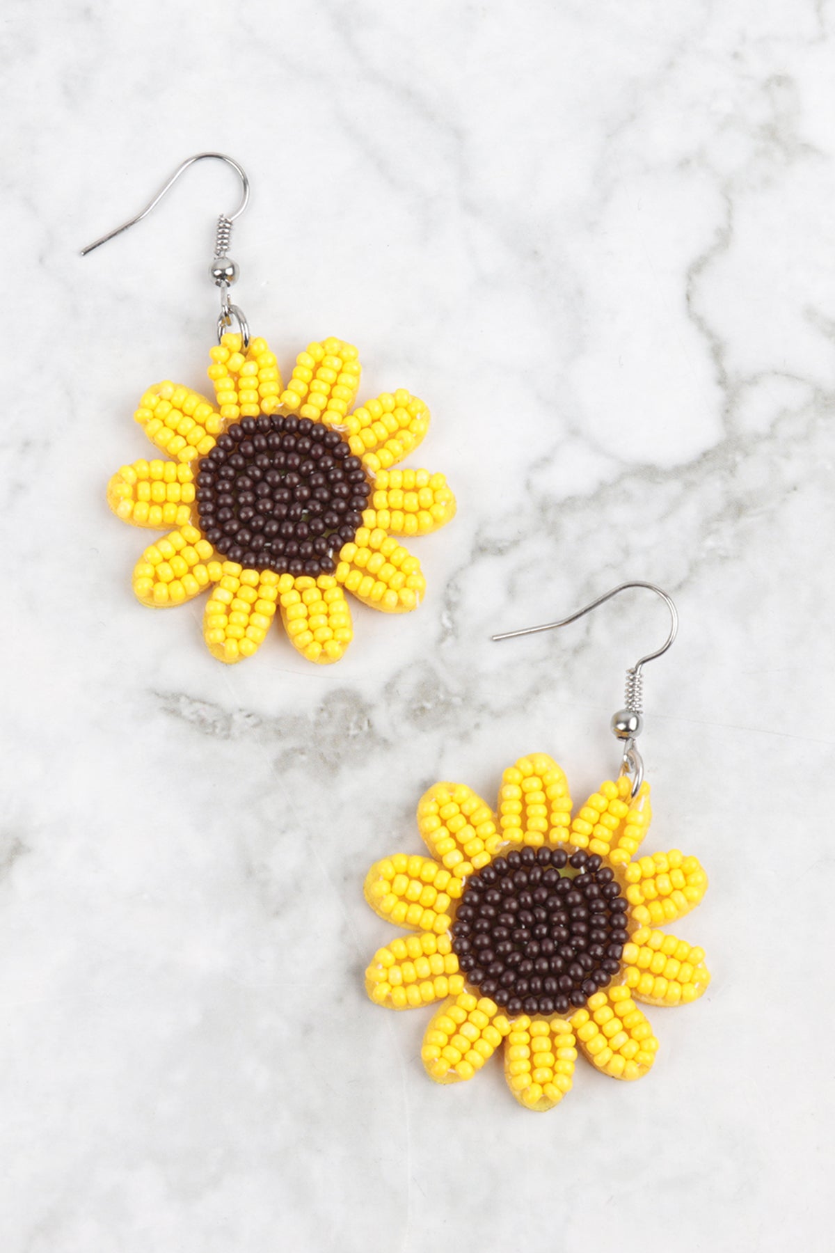 SUNFLOWER SEED BEADS DANGLE EARRINGS