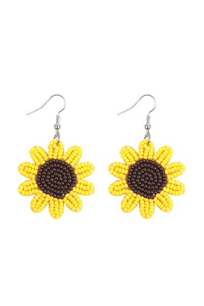 SUNFLOWER SEED BEADS DANGLE EARRINGS