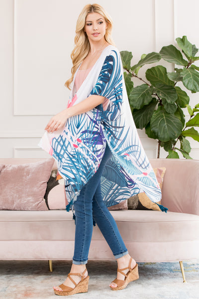 BOTANICAL FLAMINGO PRINTED KIMONO