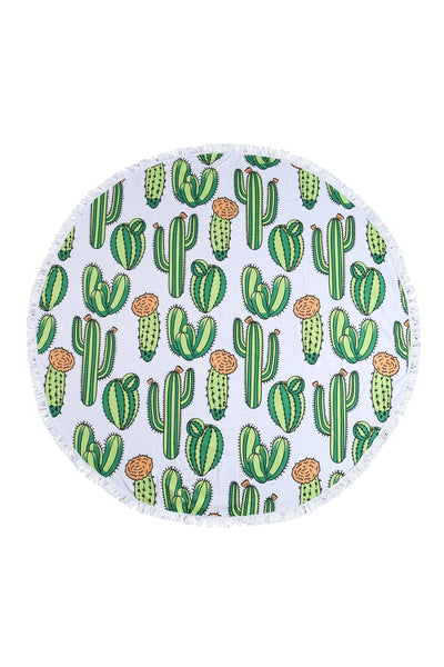 S26-9-2-HDF3204-CACTUS PATTERN ROUND TOWEL/1PC