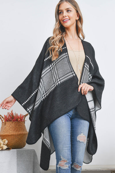 SQUARE LINE PATTERN RUANA WRAP KIMONO/6PCS (NOW $9.75 ONLY!)