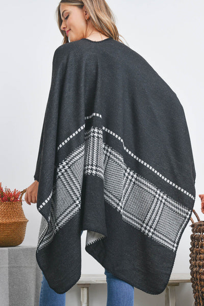 SQUARE LINE PATTERN RUANA WRAP KIMONO/6PCS (NOW $9.75 ONLY!)