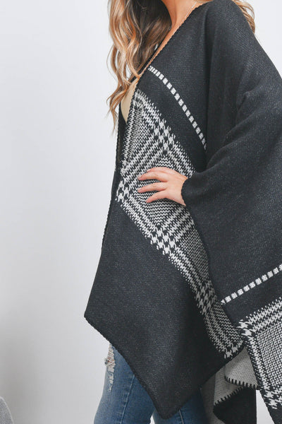 SQUARE LINE PATTERN RUANA WRAP KIMONO/6PCS (NOW $9.75 ONLY!)