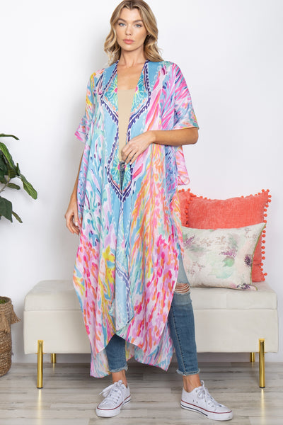 BOHO TROPICAL PRINT SUMMER LONG KIMONO