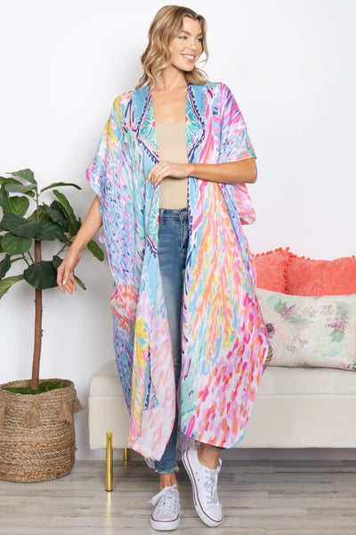 BOHO TROPICAL PRINT SUMMER LONG KIMONO