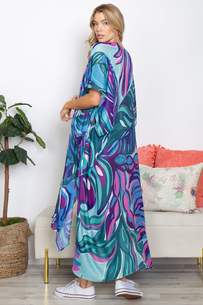 ABSTRACT PRINT SUMMER LONG KIMONO