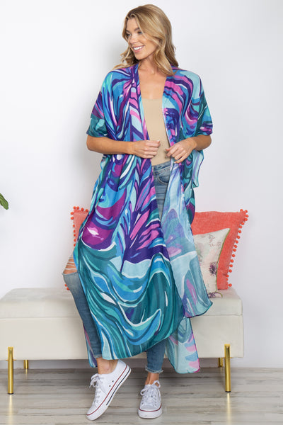 ABSTRACT PRINT SUMMER LONG KIMONO