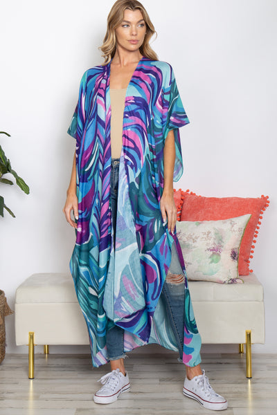 ABSTRACT PRINT SUMMER LONG KIMONO