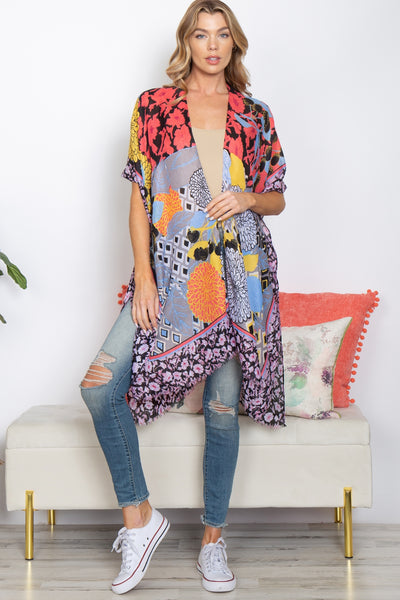 MULTI PATTERN FLOWER OPEN FRONT KIMONO (NOW $4.50 ONLY!)