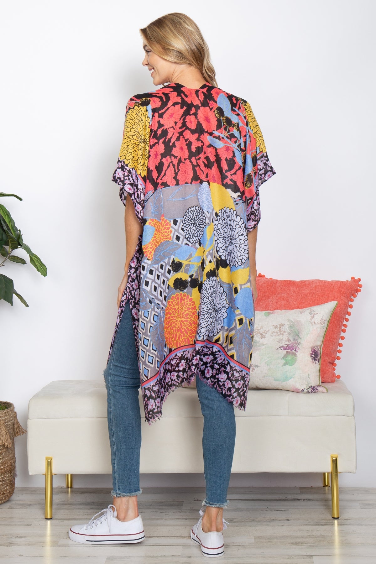 MULTI PATTERN FLOWER OPEN FRONT KIMONO (NOW $4.50 ONLY!)