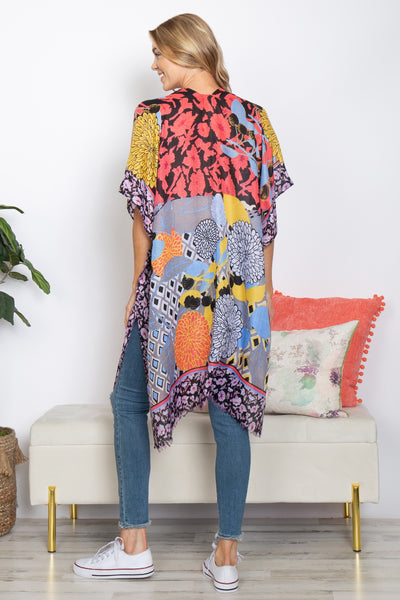MULTI PATTERN FLOWER OPEN FRONT KIMONO (NOW $4.50 ONLY!)