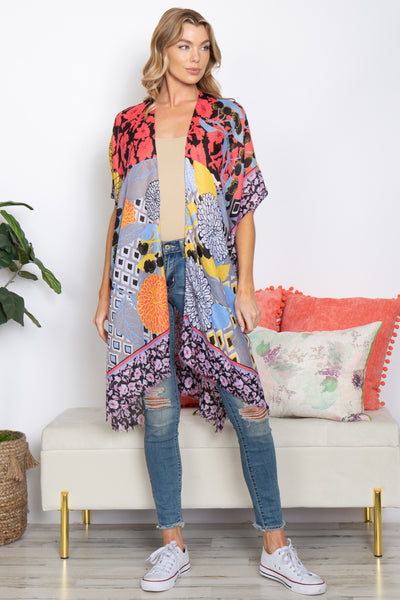 MULTI PATTERN FLOWER OPEN FRONT KIMONO (NOW $4.50 ONLY!)