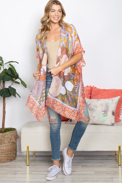 MULTI PATTERN FLOWER OPEN FRONT KIMONO (NOW $4.50 ONLY!)