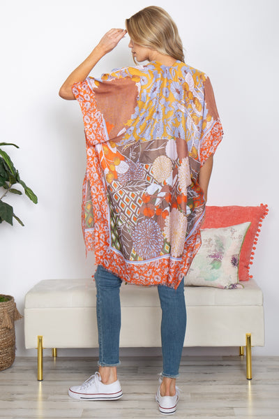 MULTI PATTERN FLOWER OPEN FRONT KIMONO (NOW $4.50 ONLY!)