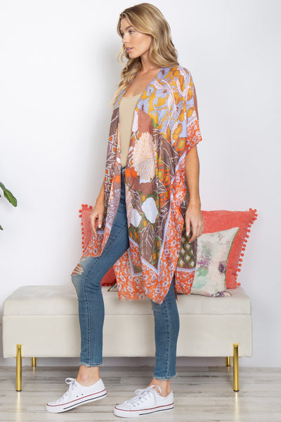 MULTI PATTERN FLOWER OPEN FRONT KIMONO (NOW $4.50 ONLY!)