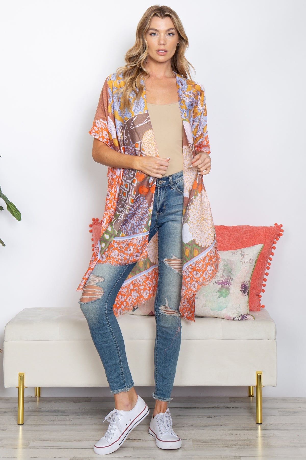MULTI PATTERN FLOWER OPEN FRONT KIMONO (NOW $4.50 ONLY!)