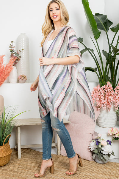 ABSTRACT VERTICAL STRIPED OPEN PRINT KIMONO/6PCS (NOW $3.00 ONLY!)