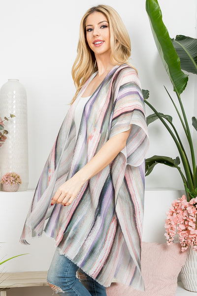 ABSTRACT VERTICAL STRIPED OPEN PRINT KIMONO/6PCS (NOW $3.00 ONLY!)