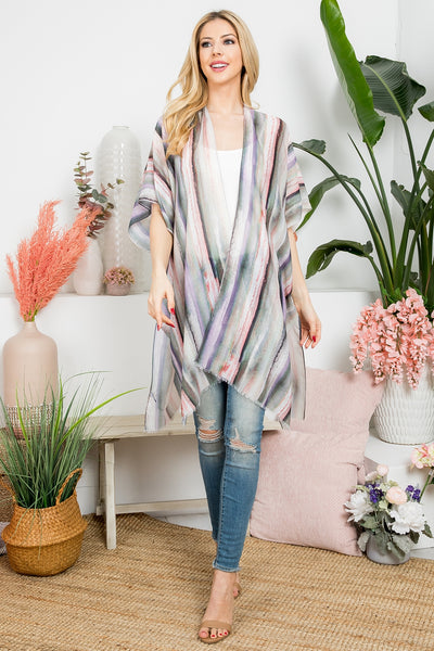 ABSTRACT VERTICAL STRIPED OPEN PRINT KIMONO/6PCS (NOW $3.00 ONLY!)