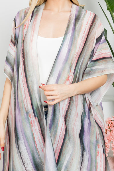 ABSTRACT VERTICAL STRIPED OPEN PRINT KIMONO/6PCS (NOW $3.00 ONLY!)