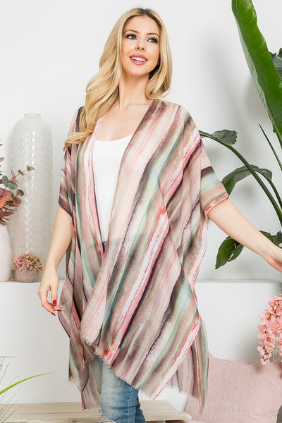 ABSTRACT VERTICAL STRIPED OPEN PRINT KIMONO/6PCS (NOW $3.00 ONLY!)