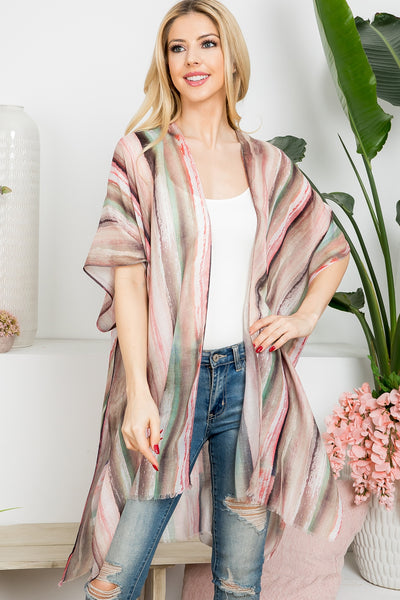 ABSTRACT VERTICAL STRIPED OPEN PRINT KIMONO/6PCS (NOW $3.00 ONLY!)