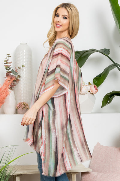 ABSTRACT VERTICAL STRIPED OPEN PRINT KIMONO/6PCS (NOW $3.00 ONLY!)