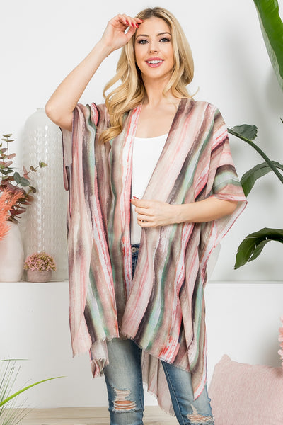 ABSTRACT VERTICAL STRIPED OPEN PRINT KIMONO/6PCS (NOW $3.00 ONLY!)