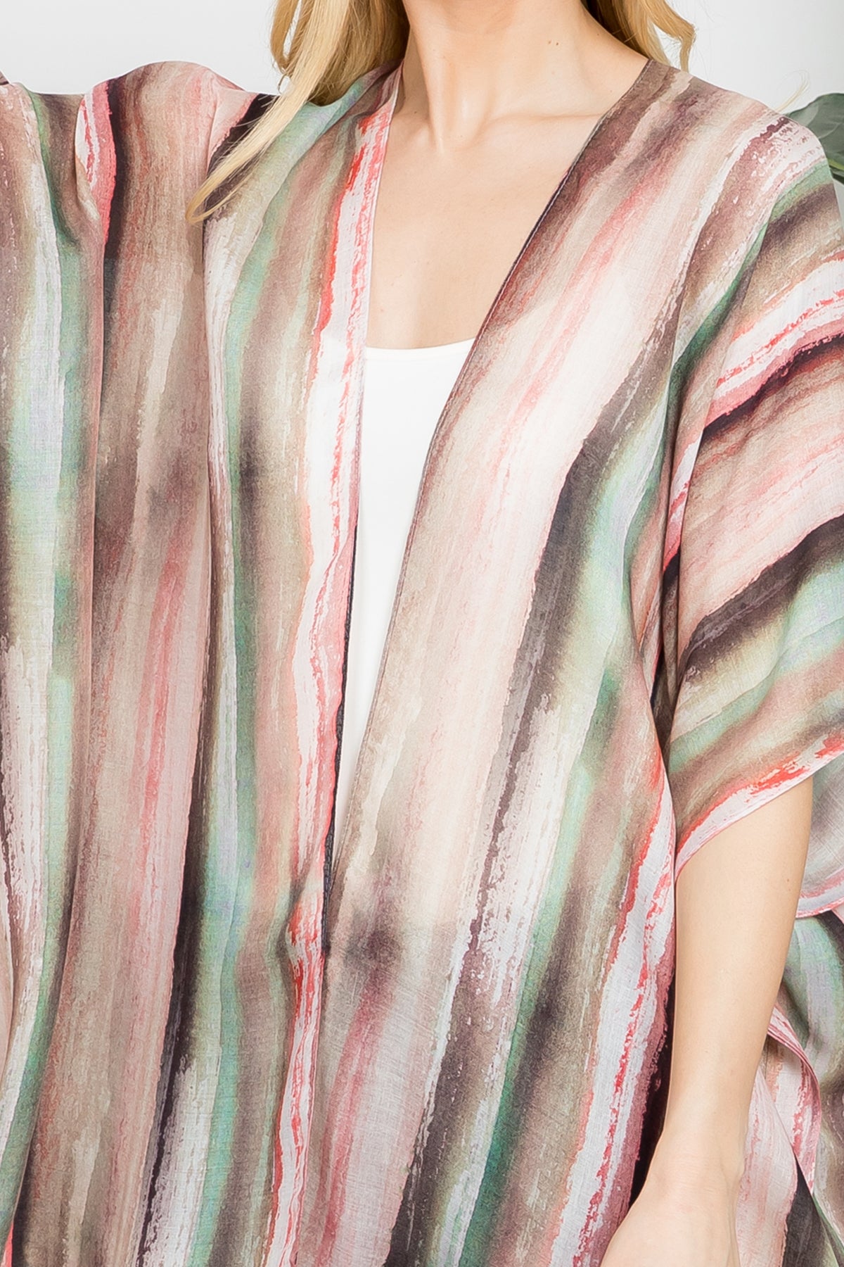 ABSTRACT VERTICAL STRIPED OPEN PRINT KIMONO/6PCS (NOW $3.00 ONLY!)