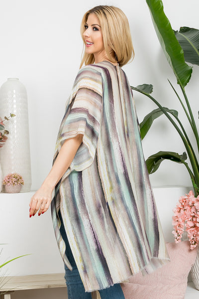 ABSTRACT VERTICAL STRIPED OPEN PRINT KIMONO/6PCS (NOW $3.00 ONLY!)