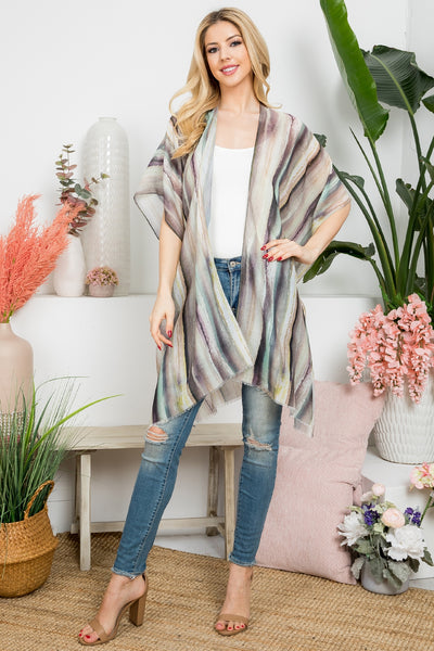 ABSTRACT VERTICAL STRIPED OPEN PRINT KIMONO/6PCS (NOW $3.00 ONLY!)