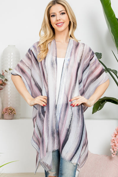 ABSTRACT VERTICAL STRIPED OPEN PRINT KIMONO/6PCS (NOW $3.00 ONLY!)