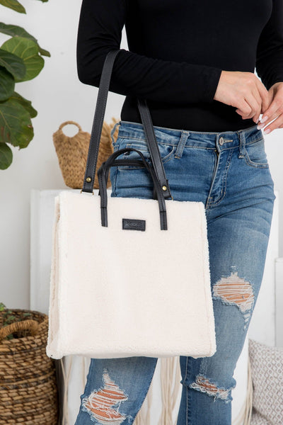 FLEECE FUR TOTE BAG W REMOVABLE STRAP (NOW $8.75 ONLY!)