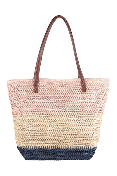 THREE TONE CROCHET WOMENS FASHION TOTE BAG/6PCS (NOW $4.00 ONLY!)