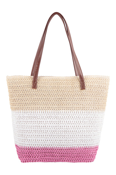 THREE TONE CROCHET WOMENS FASHION TOTE BAG/6PCS (NOW $4.00 ONLY!)