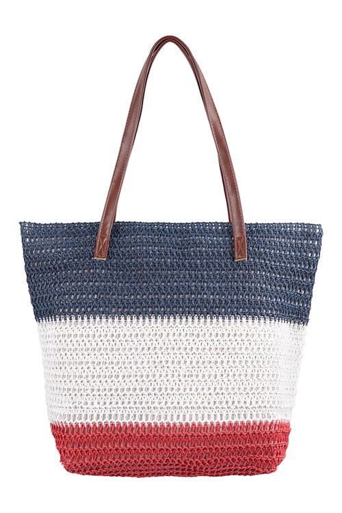 THREE TONE CROCHET WOMENS FASHION TOTE BAG/6PCS (NOW $4.00 ONLY!)