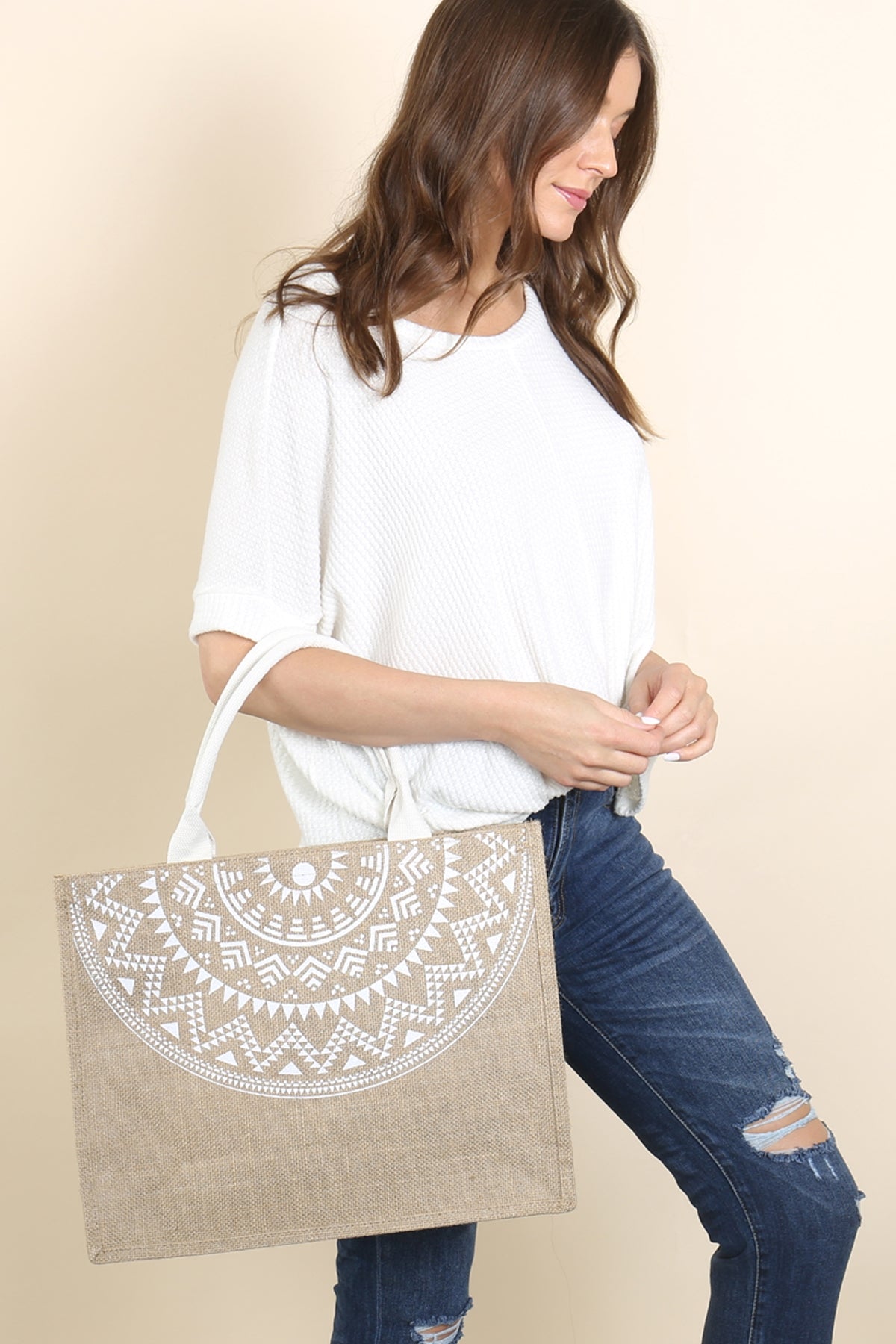 WOMENS FASHION AZTEC PRINT TOTE BAG