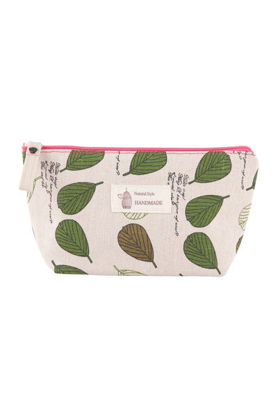 LEAVES PRINT COSMETIC POUCH BAG