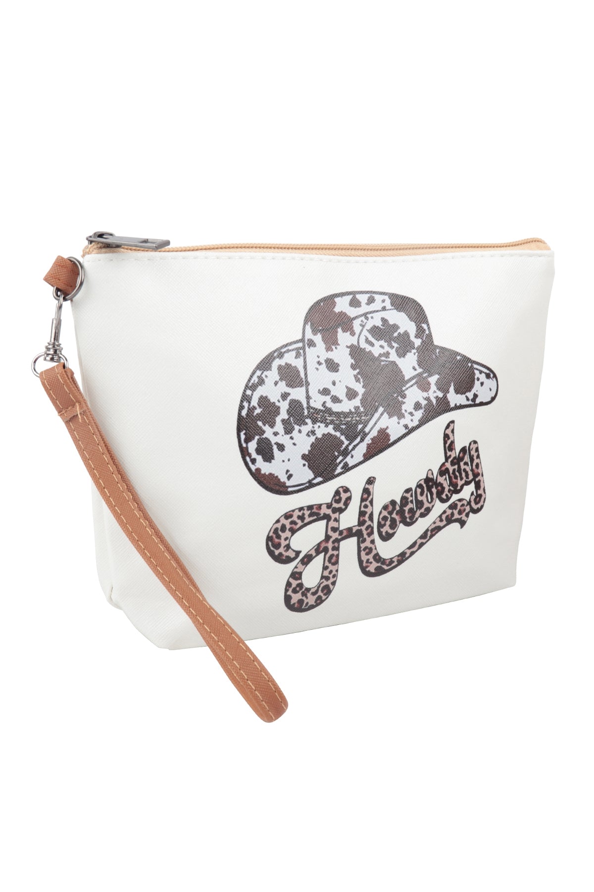 HOWDY PRINT COSMETIC POUCH BAG W/ WRISTLET/6PCS