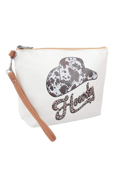 HOWDY PRINT COSMETIC POUCH BAG W/ WRISTLET/6PCS