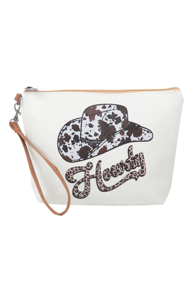HOWDY PRINT COSMETIC POUCH BAG W/ WRISTLET/6PCS