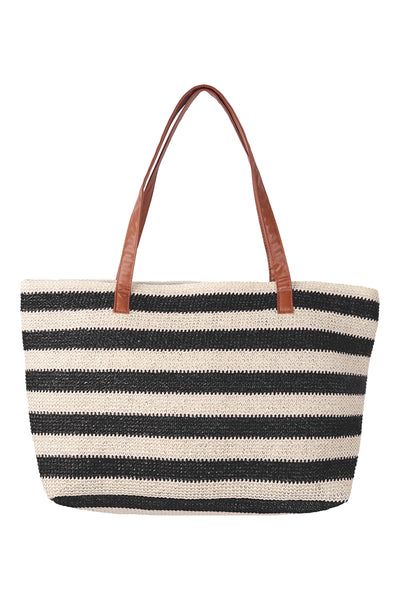 STRIPE KNIT PATTERN SUMMER TOTE BAG