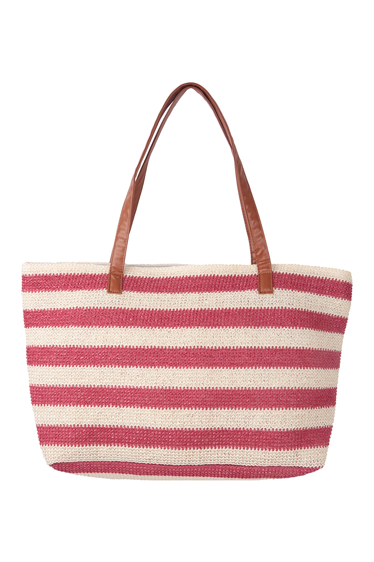 STRIPE KNIT PATTERN SUMMER TOTE BAG