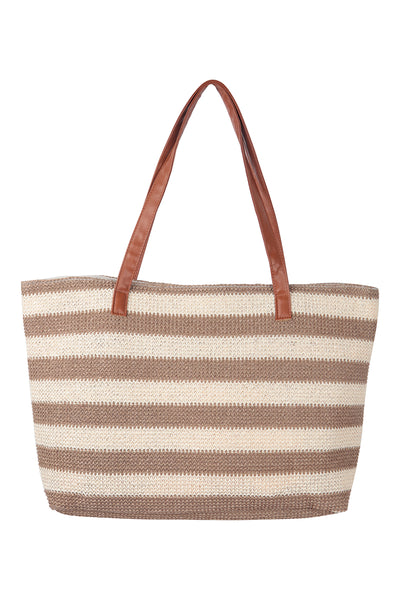 STRIPE KNIT PATTERN SUMMER TOTE BAG