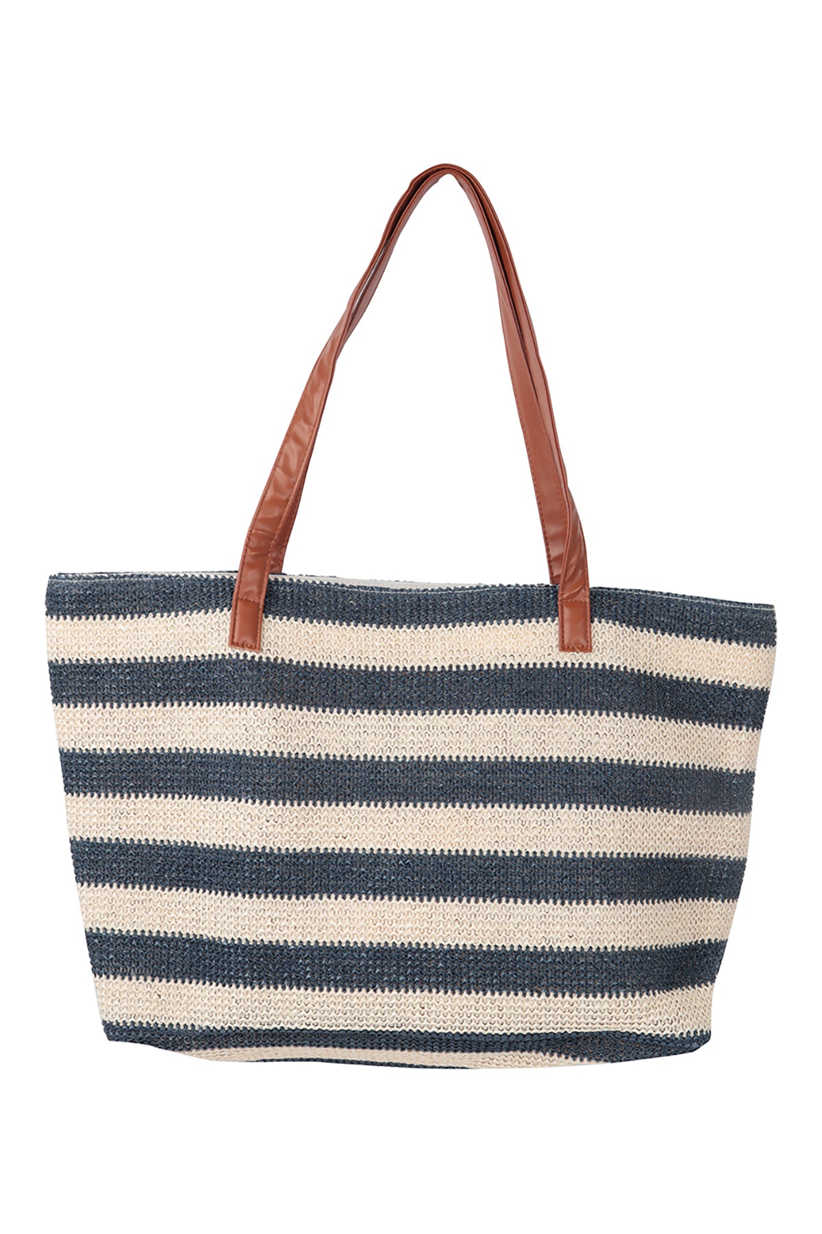 STRIPE KNIT PATTERN SUMMER TOTE BAG