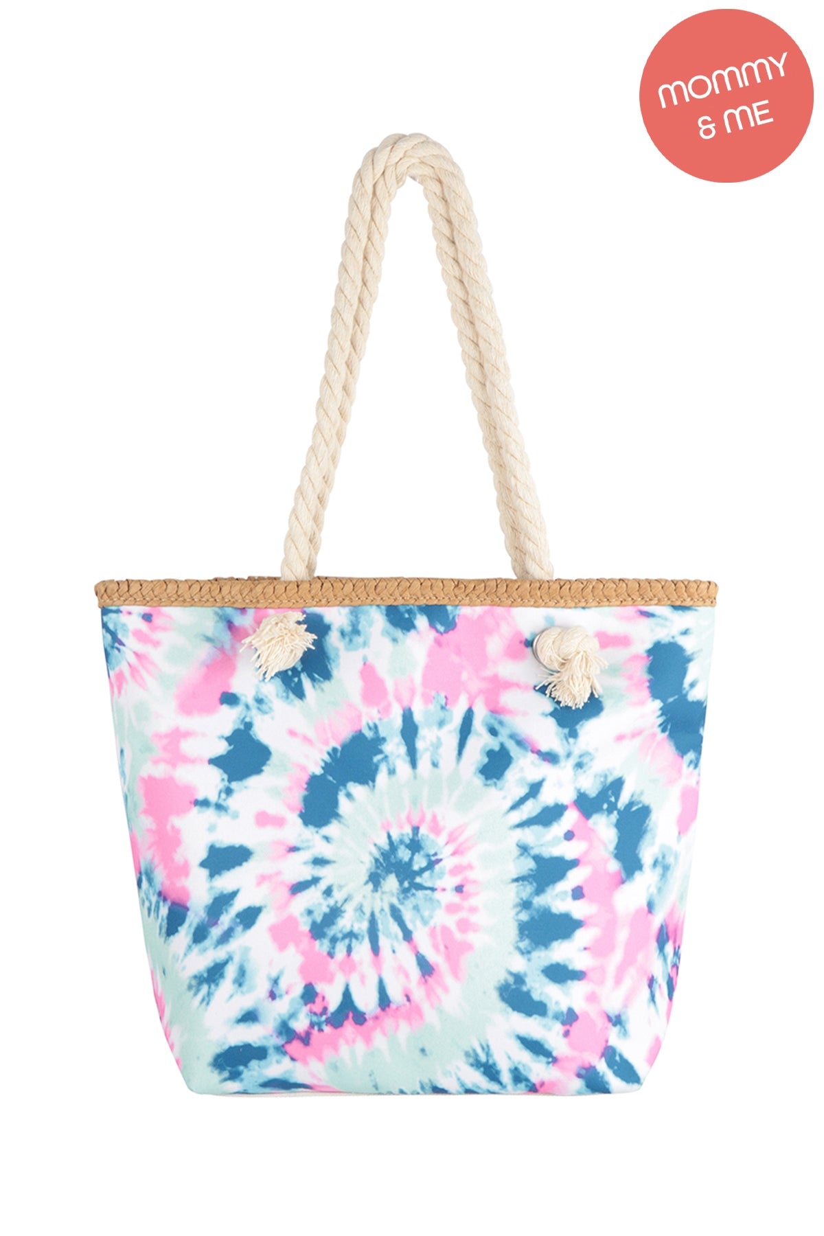 KIDS TIE DYE ROPE HANDLE SUMMER TOTE BAG