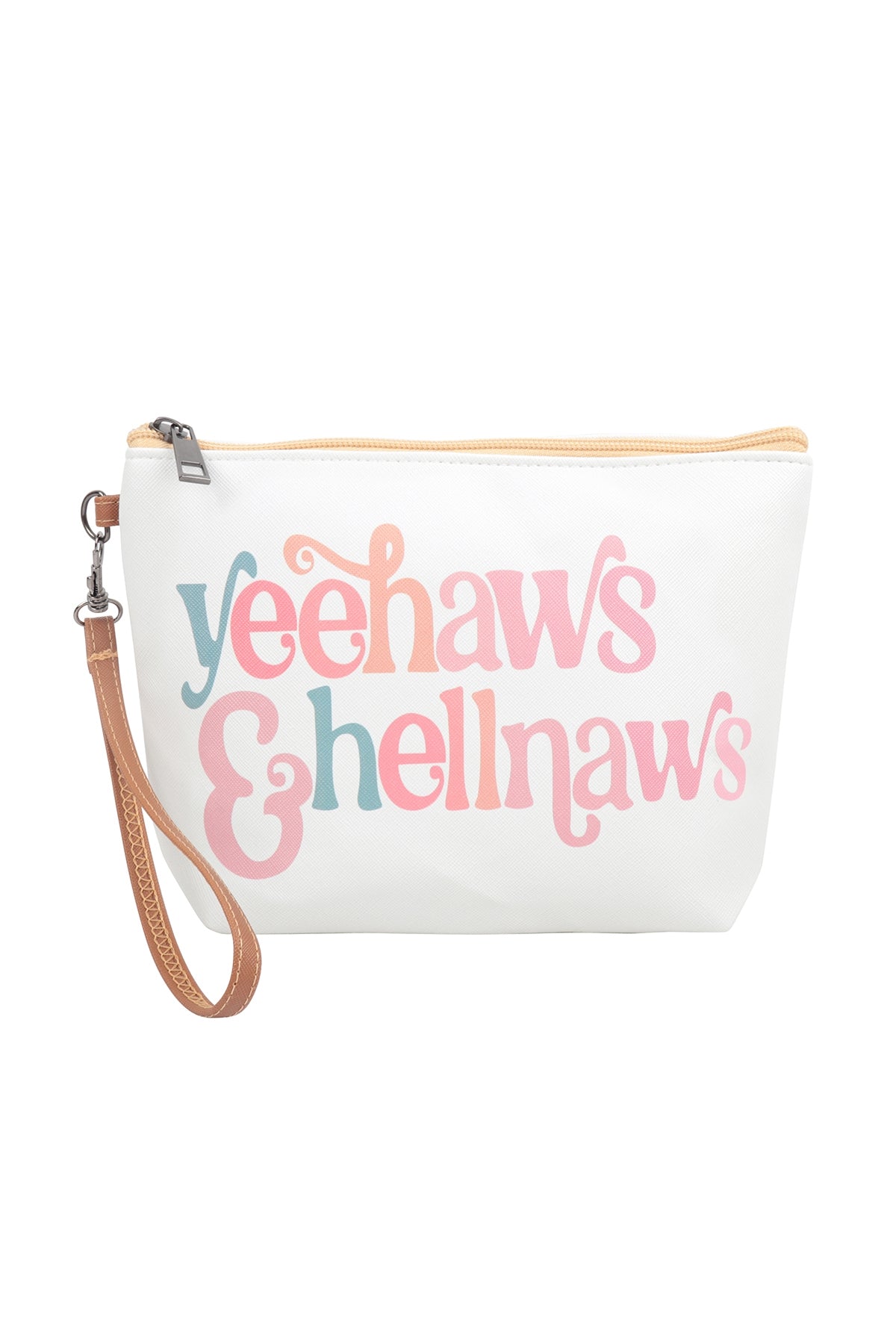 YEEHAWS & HELLNAWS PRINT COSMETIC POUCH BAG W/ WRISTLET