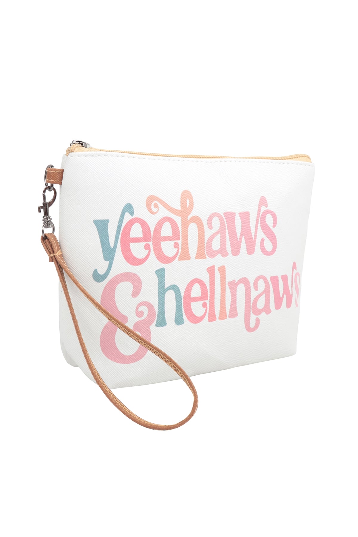 YEEHAWS & HELLNAWS PRINT COSMETIC POUCH BAG W/ WRISTLET